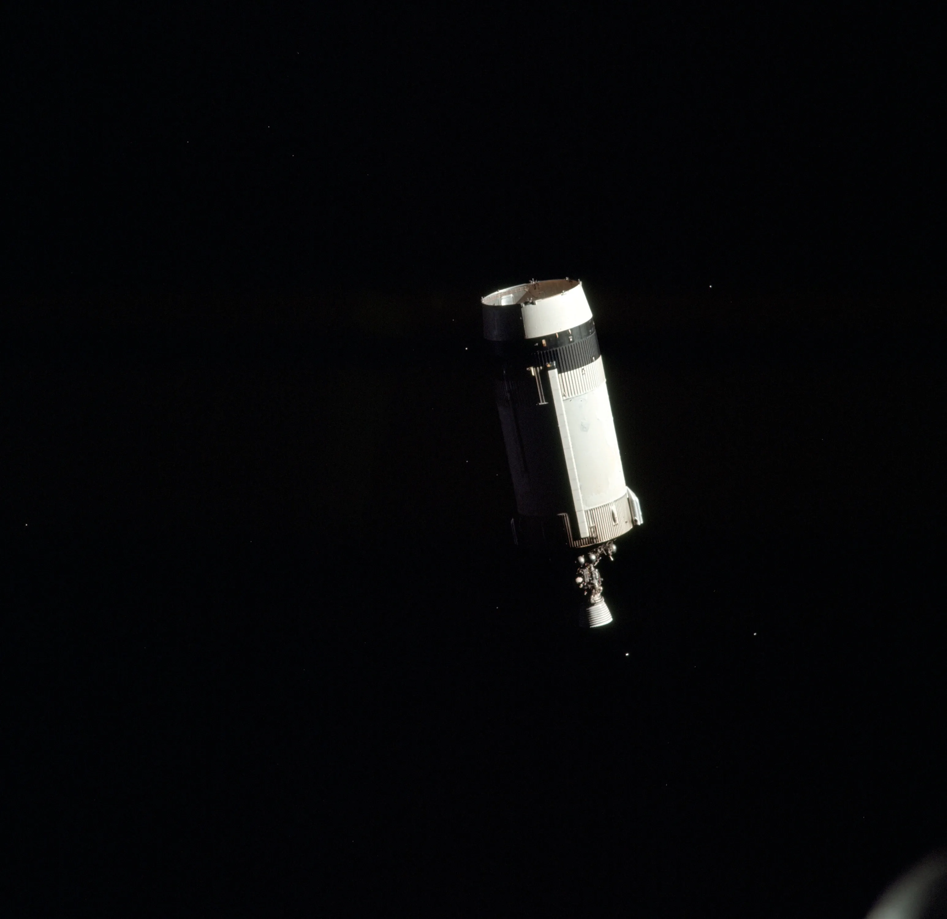 Apollo spacecraft module floating in the darkness of space